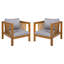 Ensemble de chaises longues Modern Patio, bois d'acacia, coussins gris pour le patio