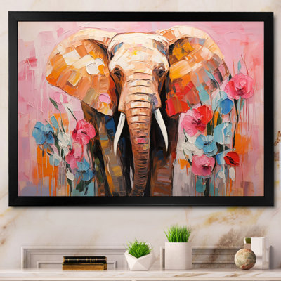 Grey Creative Tusks Abstract Elephant Art II - Elephant Animal Wall Art