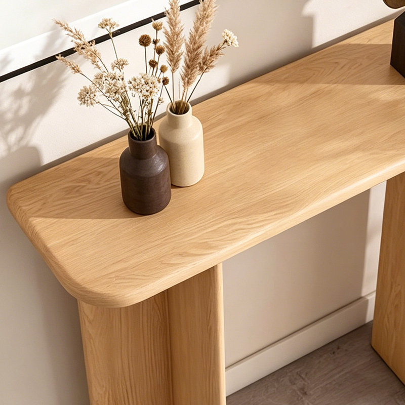 Console de style japonais simple et moderne, H 29,5 po x l 39,4 po x P 13,8 po, Bois naturel, Bois naturel, Bois naturel
