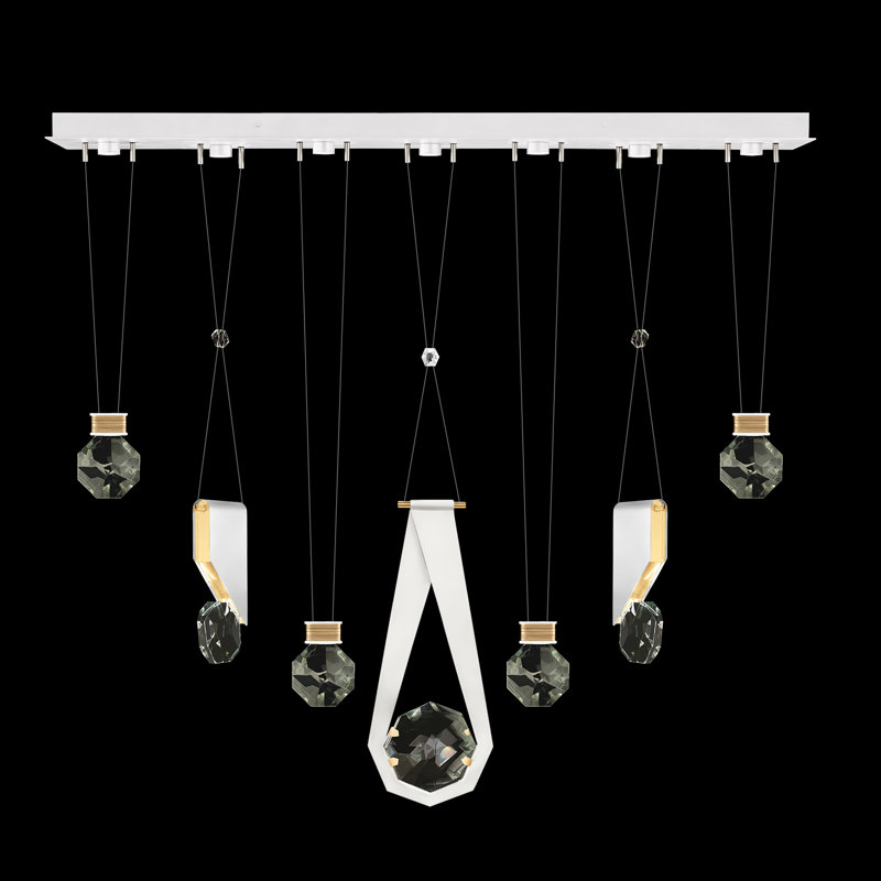 Luminaire suspendu linéaire l 60 po Aria 1,3,4, Blanc / doré
