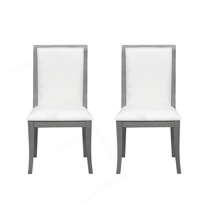 Ensemble de 2 chaises de salle à manger rembourrées Finish - Élégantes chaises d'appoint traditionnelles en tissu avec lignes courbes, structure en bois massif