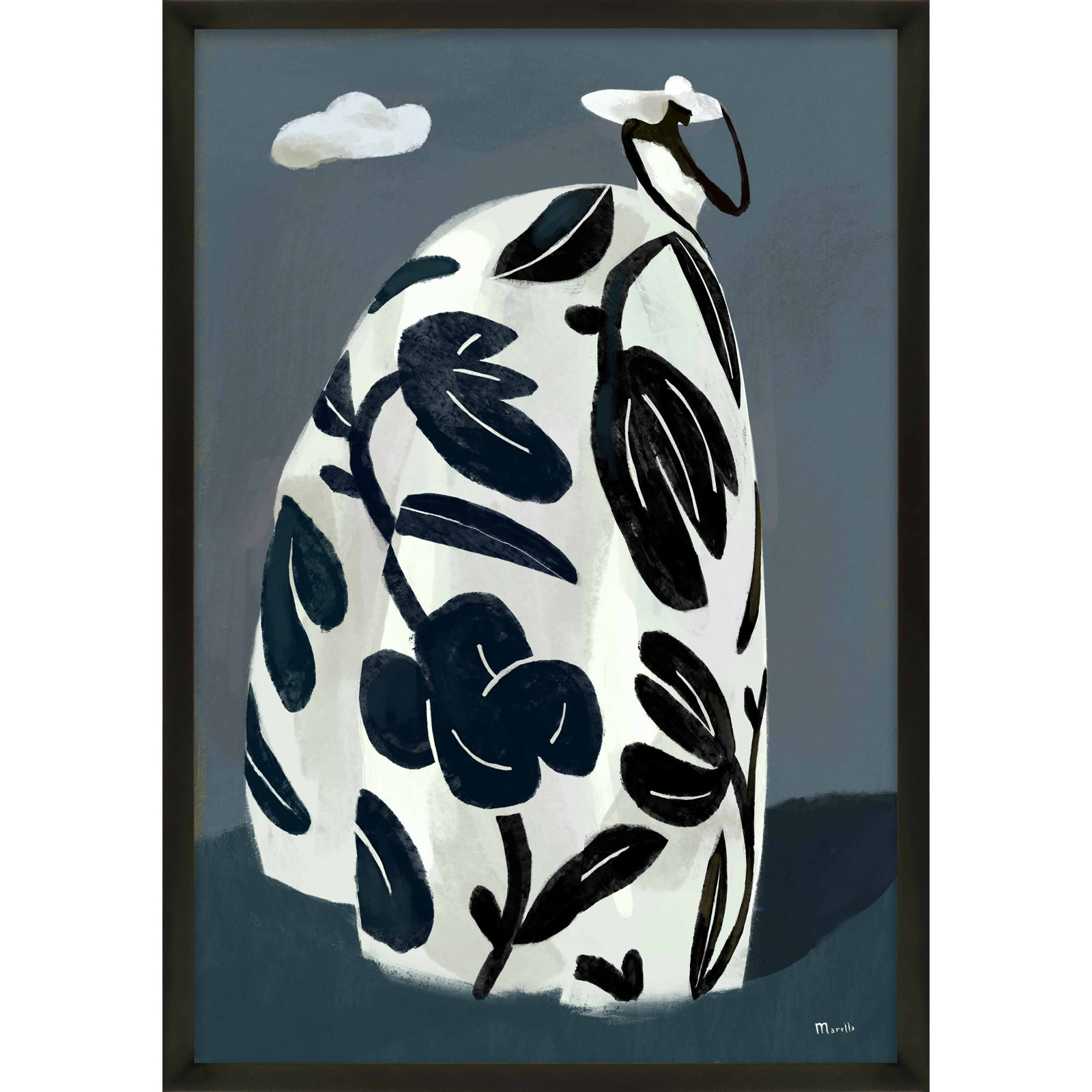 Black Dress by Marco Marella For Studio M, Black Paper Framed, 30" H x 21" W x 1.25" D