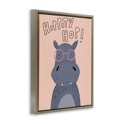 Hippity Hop Hippo Floating Frame, design by Rachel Nieman