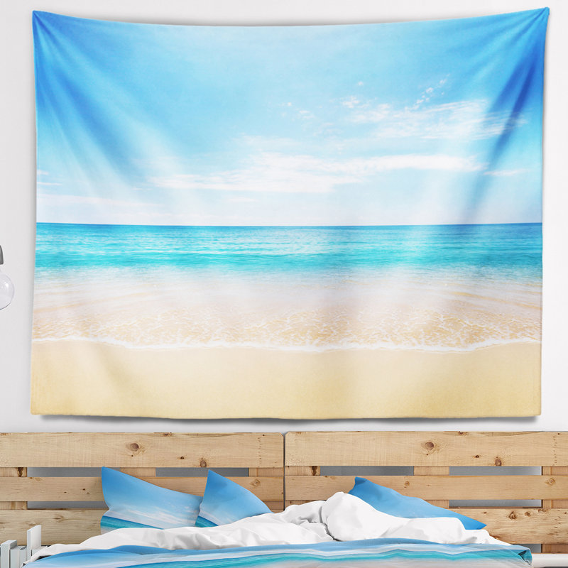 Tapisserie bleu ciel large de mer, H 32 po x l 39 po