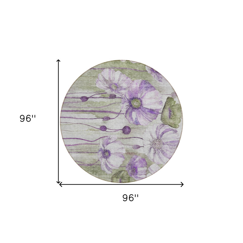 Tapis d'intérieur lavable rond 8 po mauve et lavande