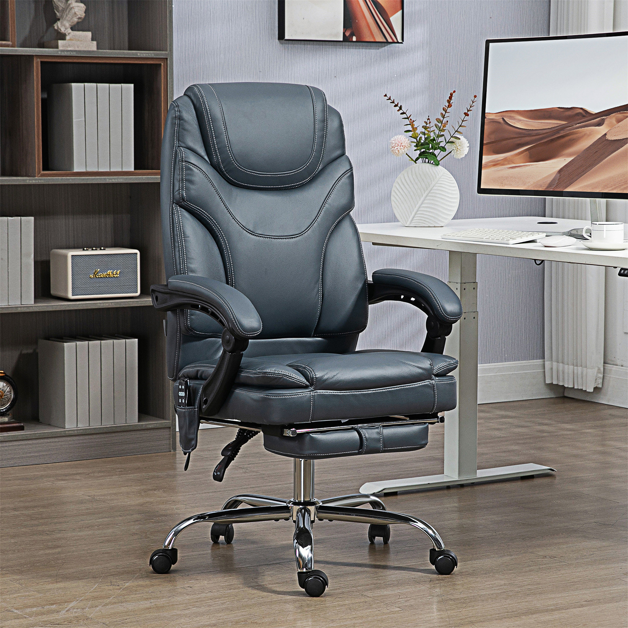 HOMCOM Executive Office Chair with Massage and Heat, High Back PU