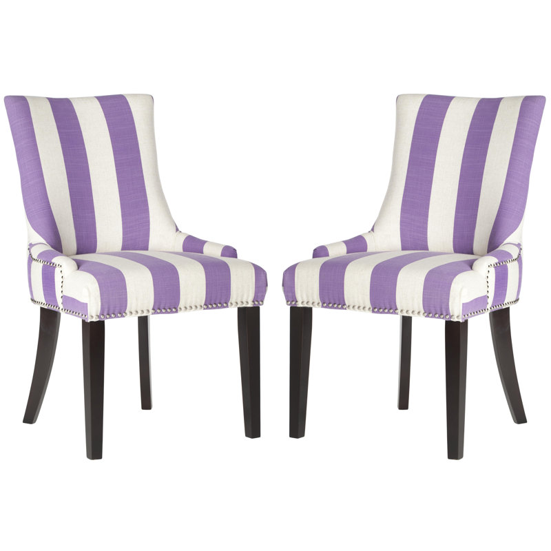 Capetown 19.5'' H Upholstered Side Chair, Lavender / White Stripe, 2