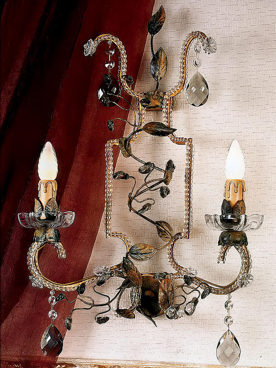 2 - Light Clear/Gold Candle Wall Light, Bohemian