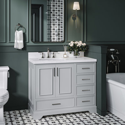 42.25'' Single Bathroom Vanity with Carrara Quartz Top