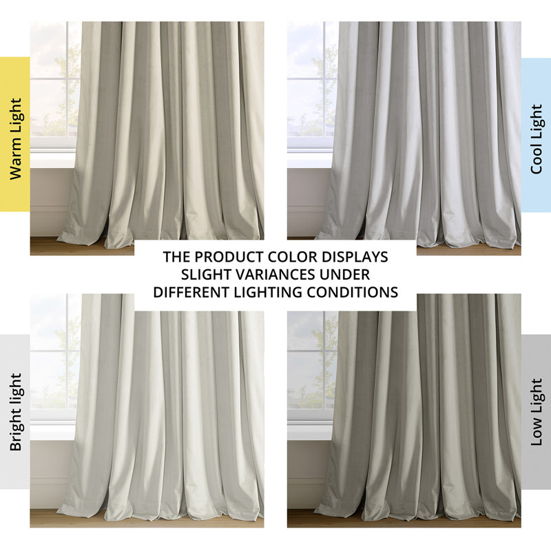 Rafaelita Grommet Signature Velvet Thermal 100% Blackout Curtains - Single Panel Drapes, Off White , 50" W x 96" L