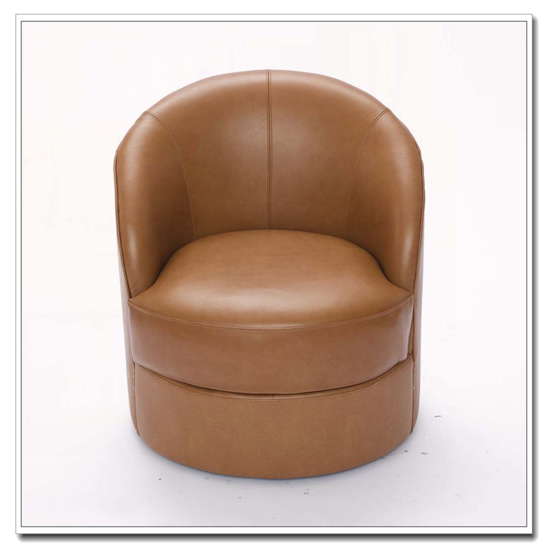 Fauteuil d'appoint pivotant en cuir, Marron clair
