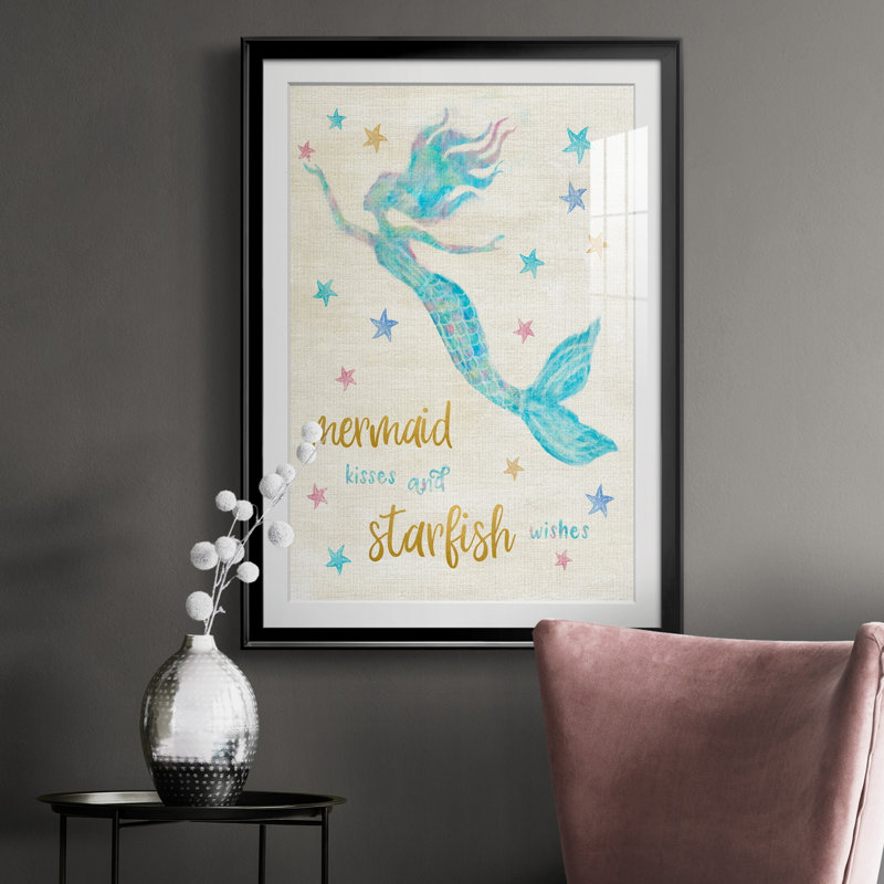 Mermaid Kisses - Peinture encadrée, Noir, H 30,5 po x l 42,5 po x P 1,5 po
