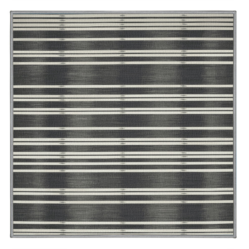  Tapis blanc lavable rayé en étain, Rectangulaire 2 pi x 3 pi