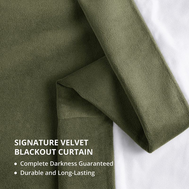 Olivia Velvet Blackout Curtain (1 Panel), Hunter Green, 50" W x 120" L