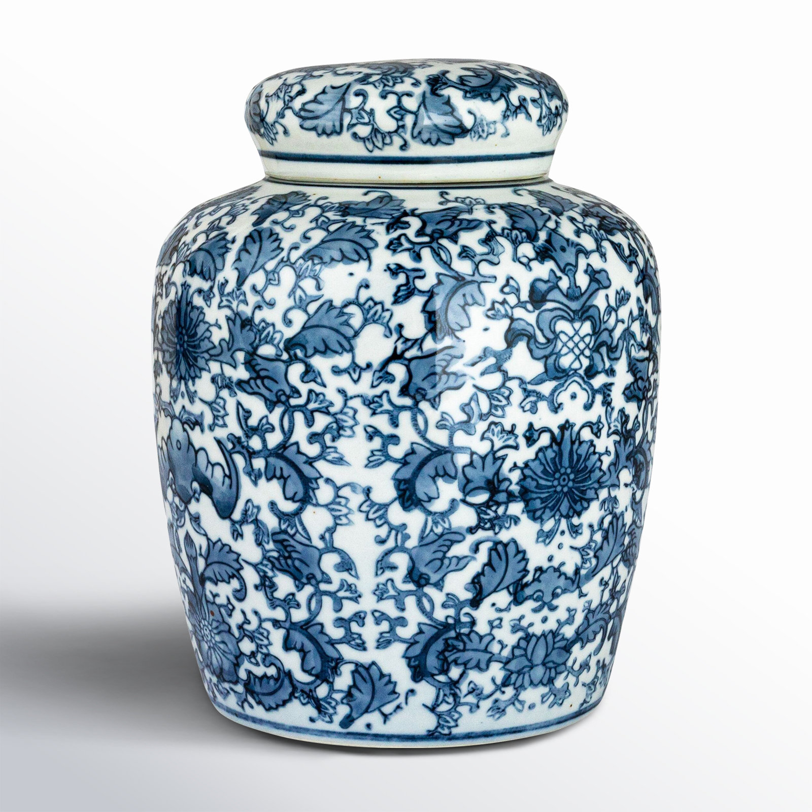 Chadwicks Ceramic Ginger Jar, White/ Blue, 8.25'' H x 6.25'' W x 6.25'' D