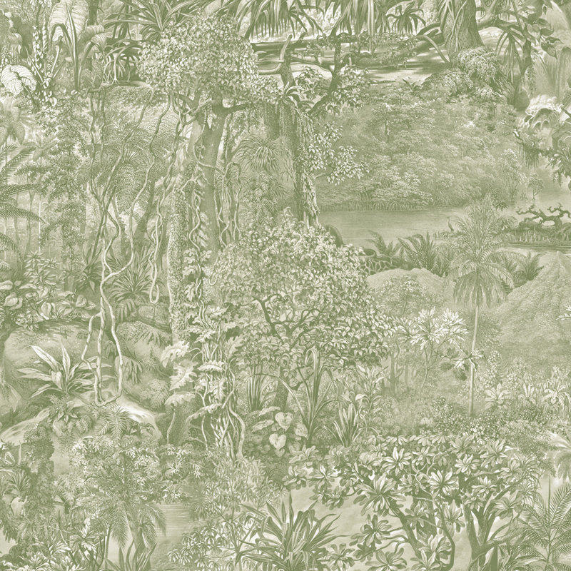 Papier peint adhésif Jungle Toile, L 16,5 po x l 20,5 po, Toile vert mousse