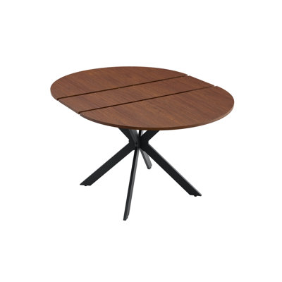 Extendable Round Dining Table – 43" to 54" with Sturdy Metal Legs for 4-6 People