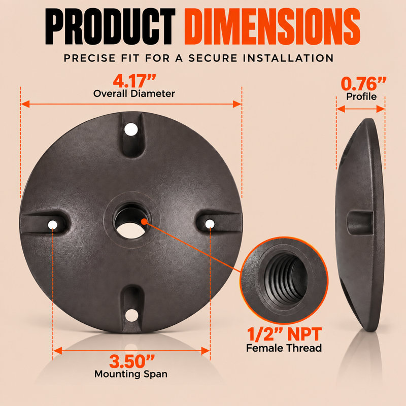 Housse de boîte de jonction électrique ronde résistante aux intempéries de 4 po avec prise filetée NPT de 1/2 po pour utilisation intérieure / extérieure - bronze (lot de 4)
