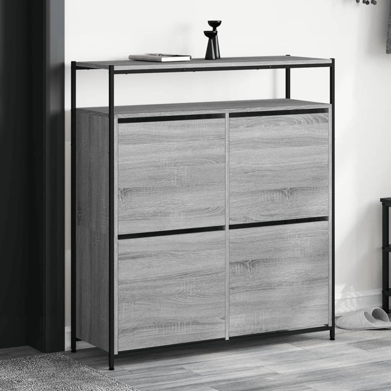 12 Pair Shoe Storage Cabinet, Grey Sonoma