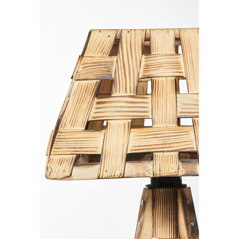 Lampe trépied en bois massif Sipan, Brûlé naturel