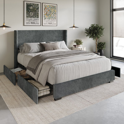 Antania Upholstered Wingback Storage Bed
