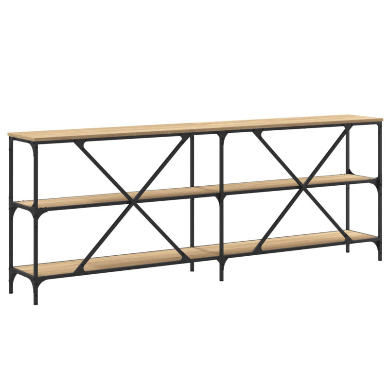 Console en bois d'ingénierie et en fer, Chêne sonoma, H 29,5 po x l 78,7 po x P 11,8 po