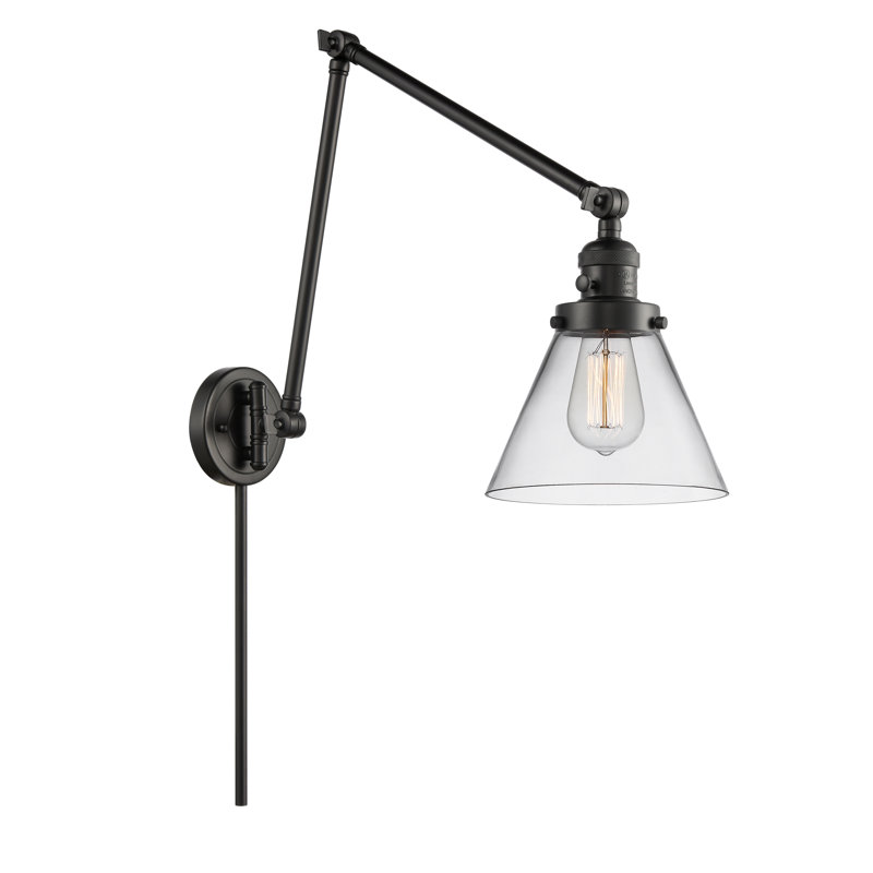 Cone 1 Light Swing Arm, Clear, Polished Chrome, Bulb Not Included