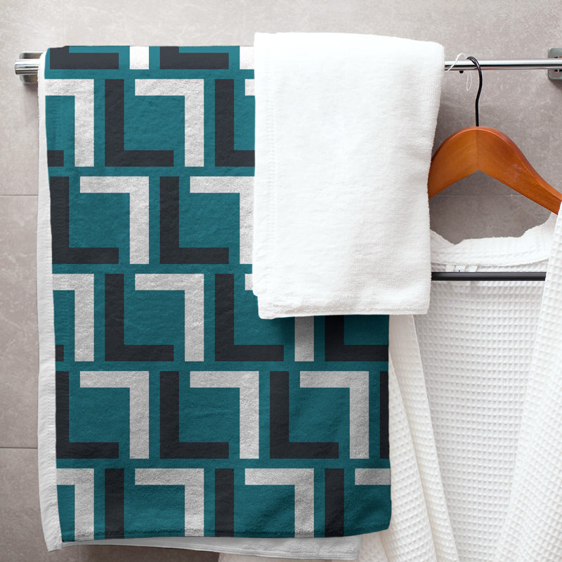 Bath Towel, Teal/Black/White