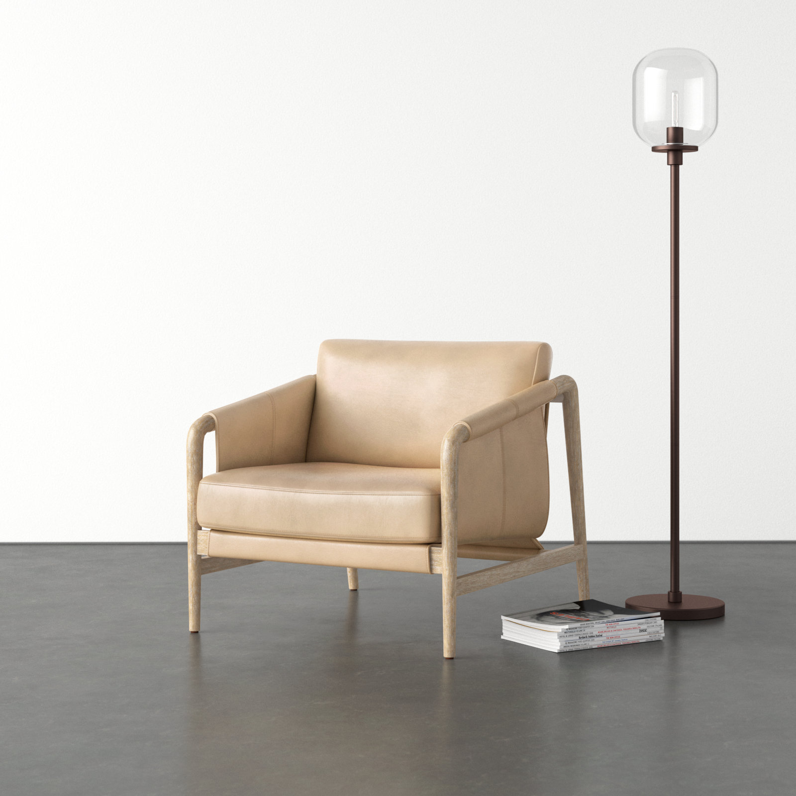 Carollo Genuine Leather Armchair, Tan