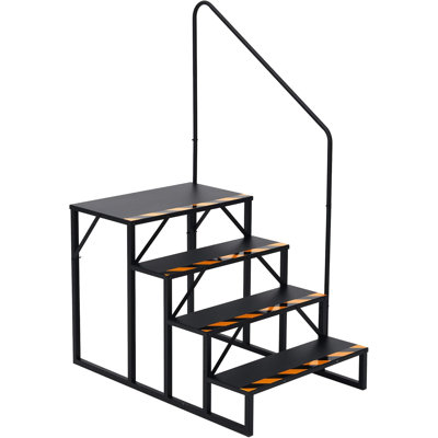 Escalier pour véhicule récréatif à 2 marches avec rampe, marches de camping-car portatives pour remorque de voyage et spa, escalier extérieur avec tapis antidérapants et structure thermolaquée