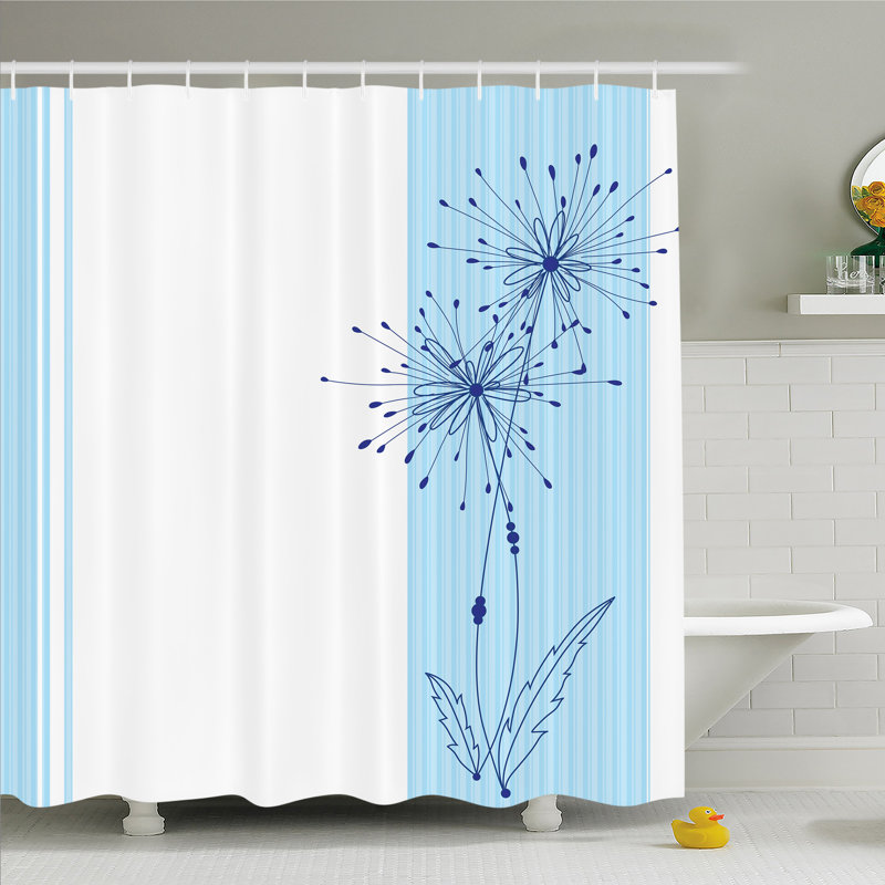 Ensemble de rideau de douche simple à une image simple à fleurs verticales, H 75 po x l 69 po