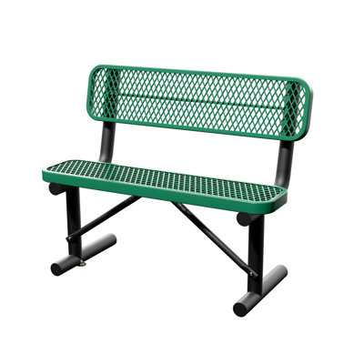 Heavy Duty Outdoor Metal Park Bench, Garden Bench, Thermoplastic-Coated Commercial Bench, Weatherproof Outdoor Bench with Backrest