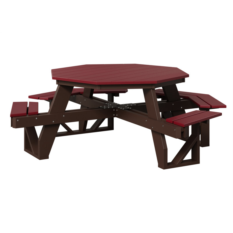 Table de pique-nique Ada, Scarlet Red Top/Chocolate Brown Base