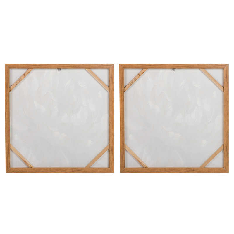 FLOWERS 80% HAND PAINTED SET 2 CANVAS 80x4x80 CM - 2 Piece Floater Frame Print Set on Canvas