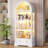 72.8" Tall Arched Display Cabinet With Glass Doors,4-Tier Storage Cabinet with LED Light& Human Body Sensor-2030917143