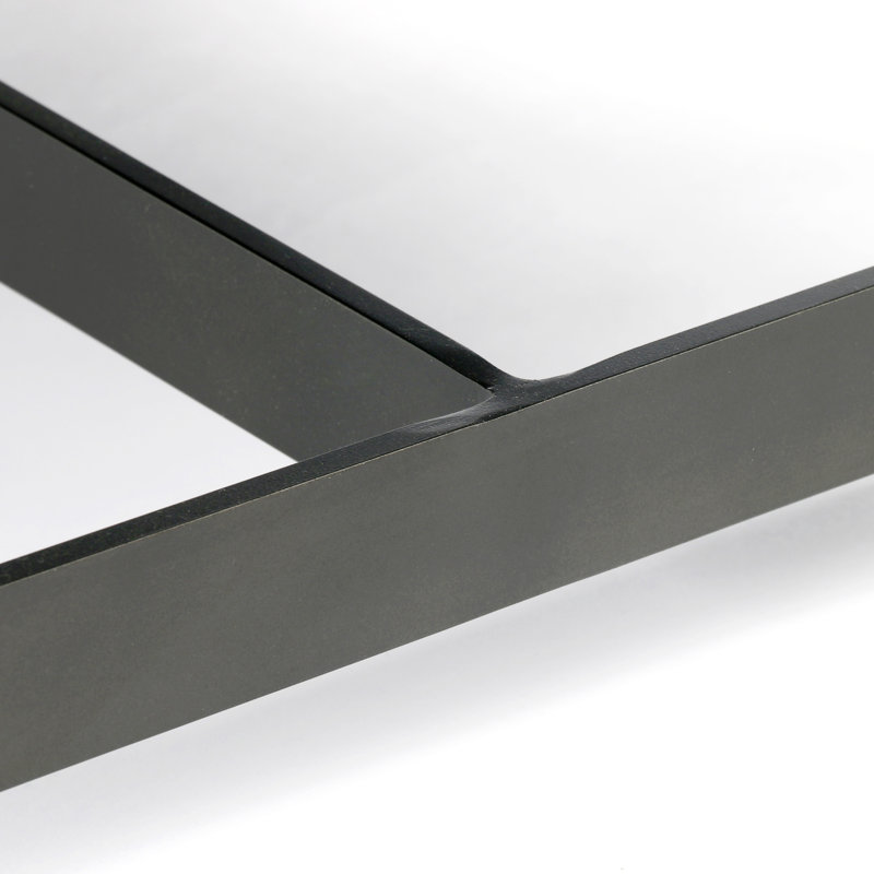 Ebony Leather and Metal Rectangular Coffee Table