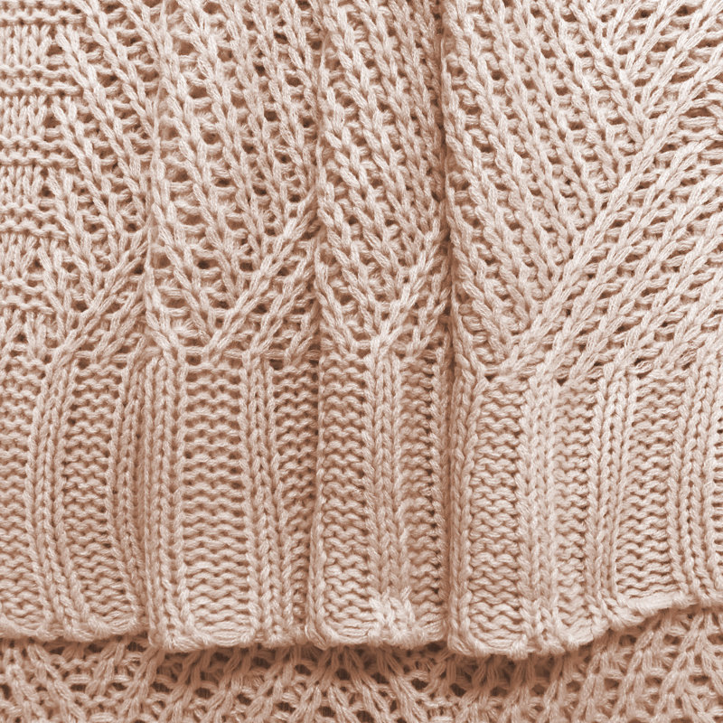 Cable Knit Throw Blanket, Light PInk