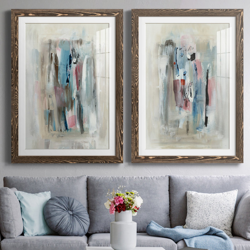 «Rain Shadow I», ensemble de 2 reproductions d'art, Blanc, H 44 po x l 31 po x P 1 po, Papier, cadre noyer