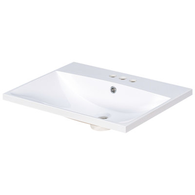 24" Bathroom Vanity Top Only, White Ceramic, 3 Holes, 4" Faucet Available, Modern Style, Rectangular Shape, 18" Depth, 6.6" Height Ceramic Component, White, Goes Well With, Rectangular, Deep, High