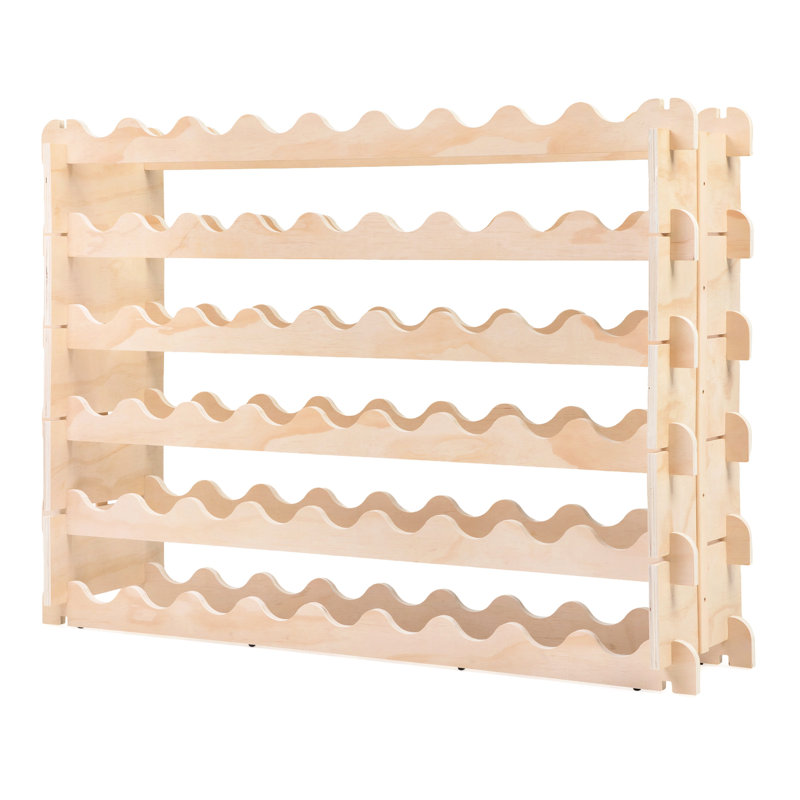 Support à vin modulaire empilable de 54 bouteilles pour la salle à manger de la cuisine de bar, planche de pin rayonnée blanche à surface lisse, facile à assembler, garde un bon cube de rangement, salle à manger idéale