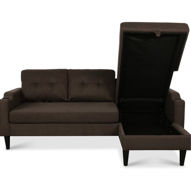 3 places avec rangement et coussins confortables en coton PP, idéal pour le salon, rangement intégré, pieds en plastique, convient à toutes les pièces.