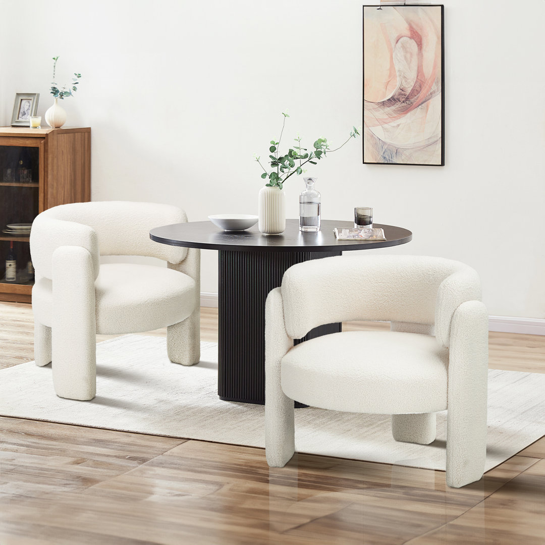 Velvet Upholstered Barrel Dining Armchair (Set of 2) Orren Ellis Upholstery