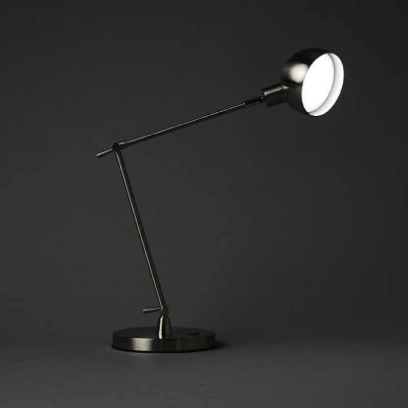 Lampe de bureau 18 po avec USB, Nickel brossé