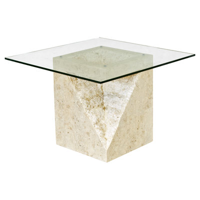 Minton Glass Top Pedestal End Table