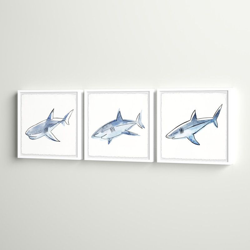 Calumet Be A Shark, ensemble de 3 reproductions encadrées, H 12 po x l 12 po x P 1,5 po