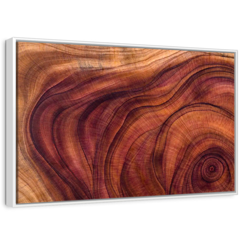 Motif de grain de bois, Cadre flottant blanc, 40 po x 27 po