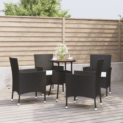 Emmitsburg 4 - Person Acacia Solid Wood Patio Dining Set Round Table with Cushions Included