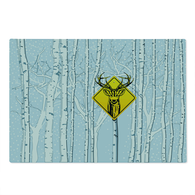 Ambesonne Hunting Cutting Board Large Attention Deer Multicolor