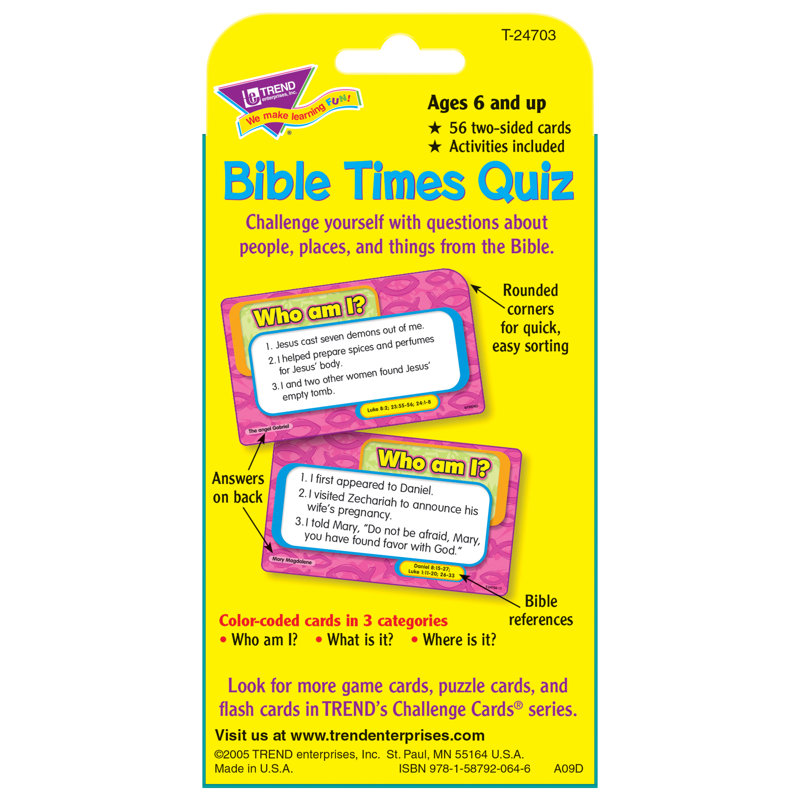 Cartes de défi Trend Bible Times Quiz