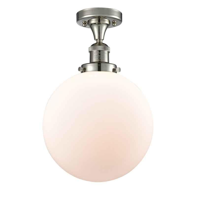 Plafonnier semi-encastré 10 po Zarmayr, Ampoule non incluse, Boîtier blanc mat, Nickel poli